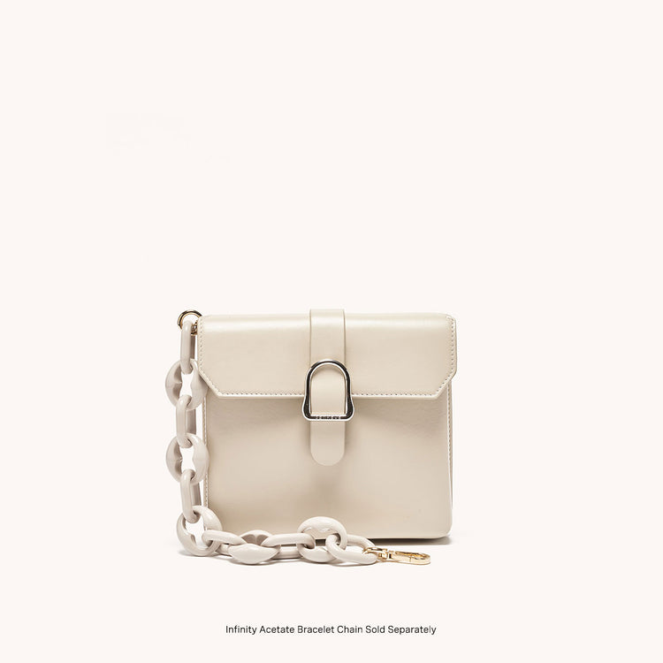 cavalla saddle bag in piatta ivory with acetate chain