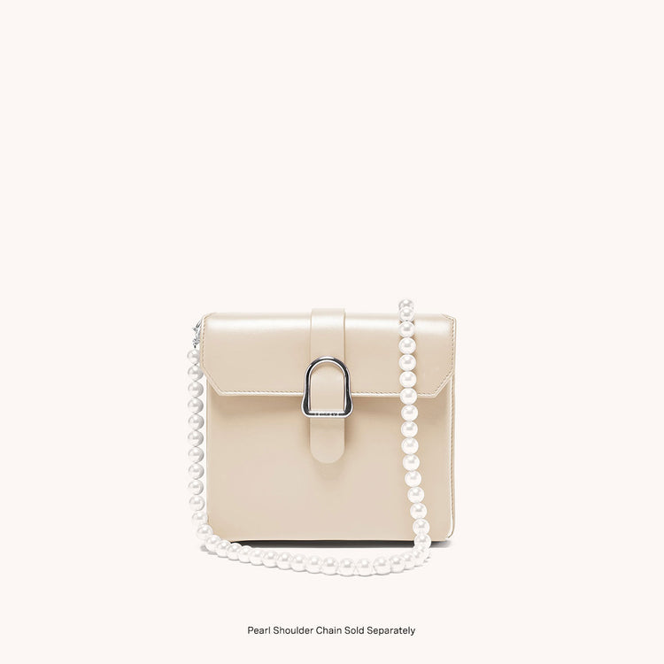 cavalla saddle bag in piatta ivory with pearl chain