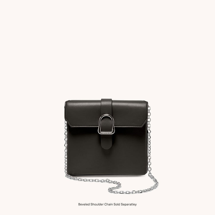 cavalla saddle bag in piatta noir silver chain