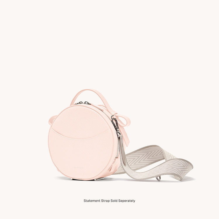 circa bag pebbled blush side view with statement strap