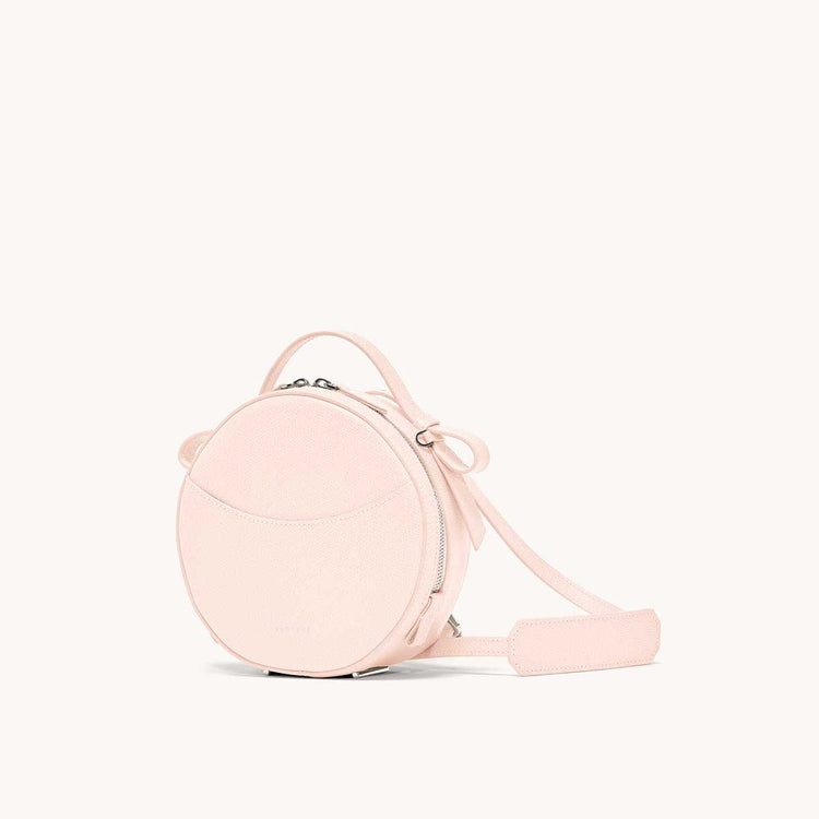 circa bag pebbled blush side view with leather strap