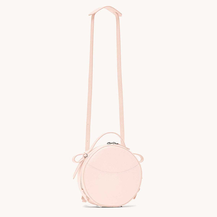 circa bag pebbled blush side view with long strap