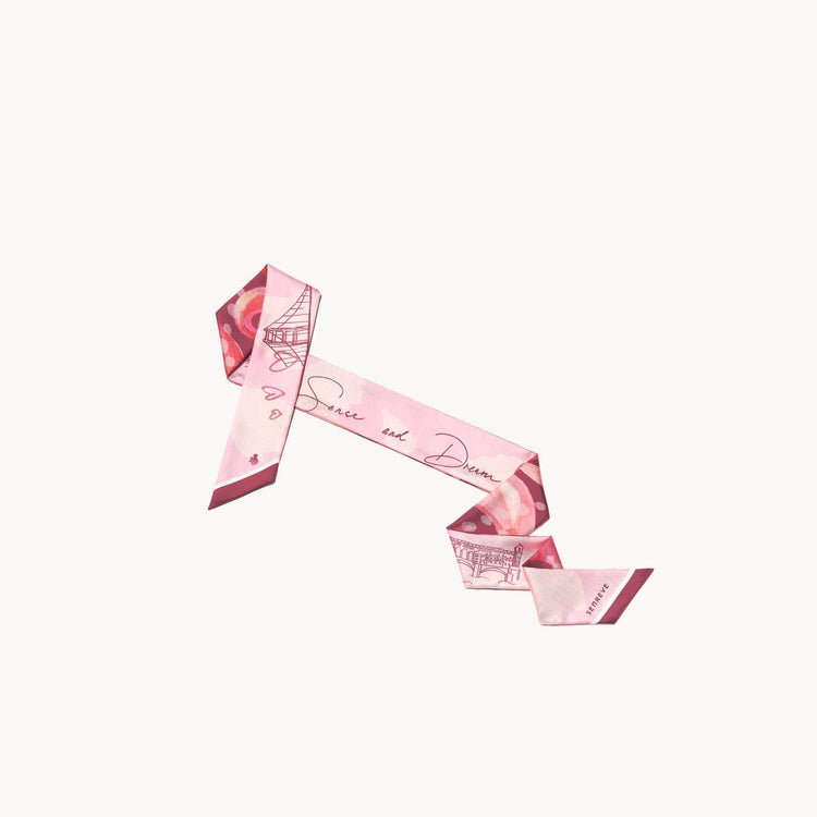 city scarf in silk pomegranate front view