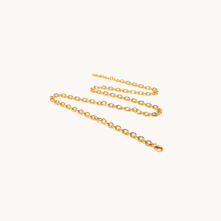 Convertible cable chain in gold front view.