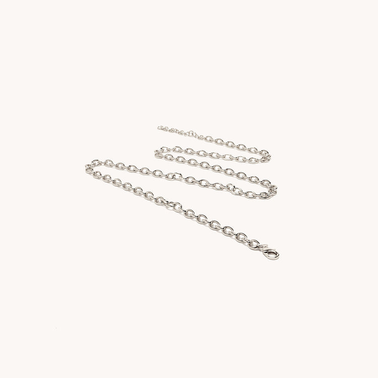 convertible cable chain in silver front view.