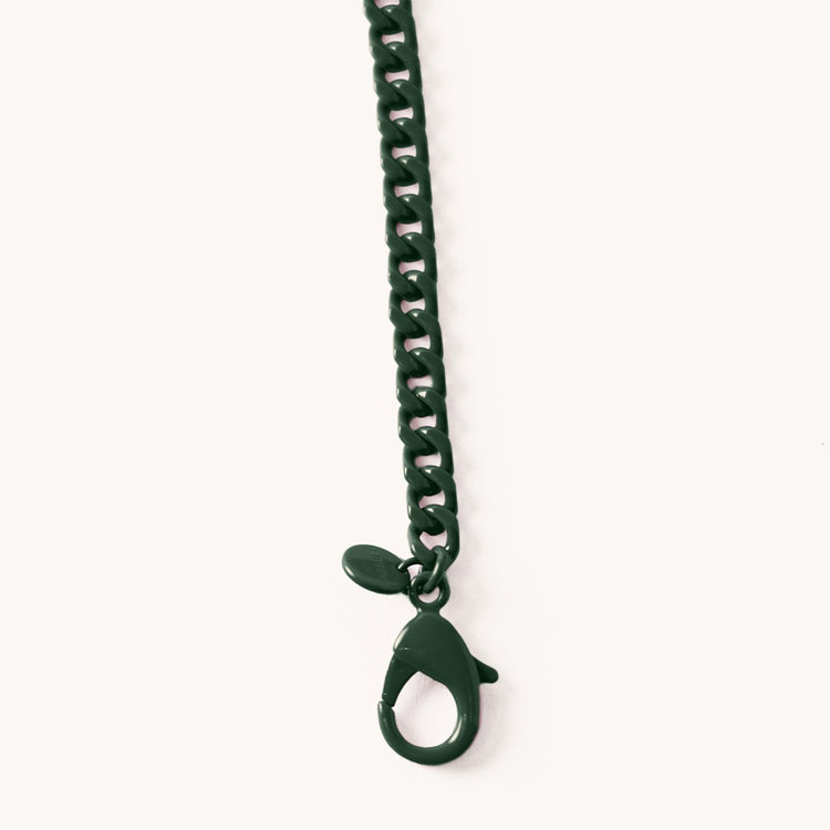 flat long convertible chain enamel coated aluminum fern close up view