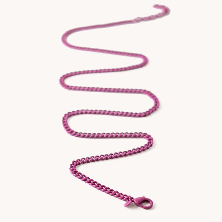 flat long convertible chain enamel coated aluminum barbiecore pink snakelike view 