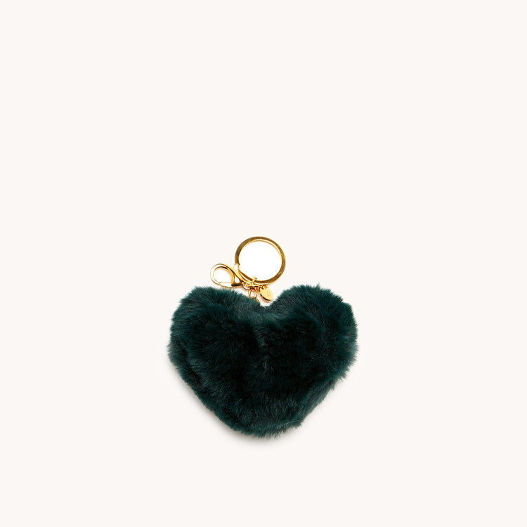Faux-fur lucky keychain in teal front view.