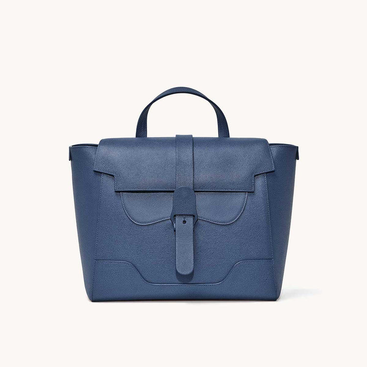 Maestra Bag Pebbled Marine with Gold Hardware Front View