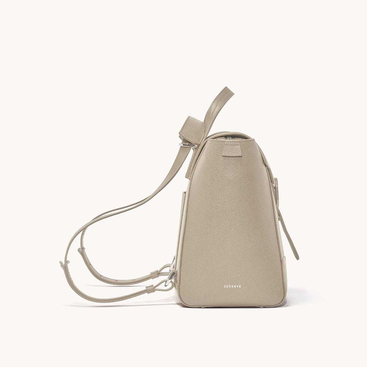 Maestra Bag Pebbled Sand with Silver Hardware Side View