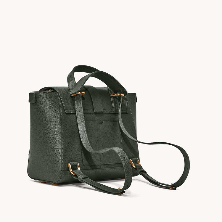 Midi Maestra Bag Pebbled Forest with Gold Hardware Back View
