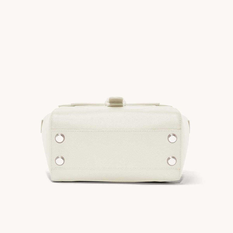Midi Maestra Bag Pebbled Cream with Silver Hardware Base View with "Feet"