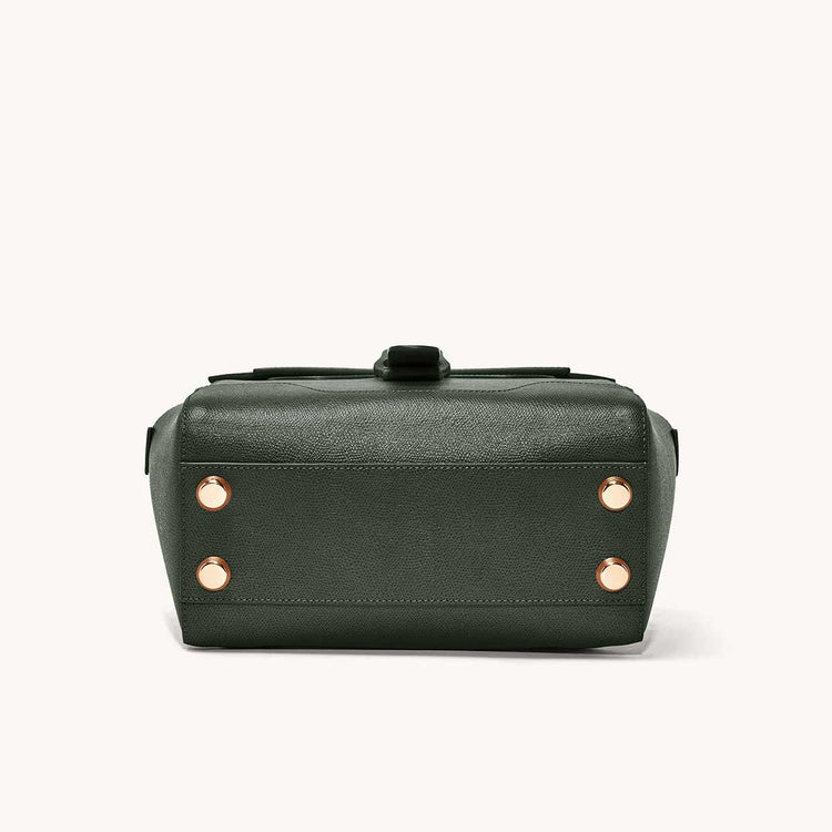 Midi Maestra Bag Pebbled Forest with Gold Hardware Base View with "Feet"