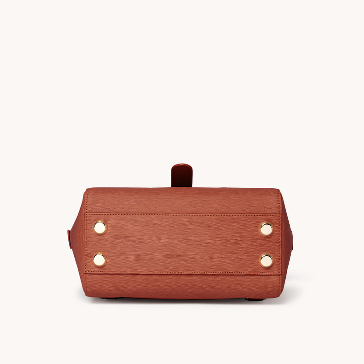Midi Maestra Bag Vegan Terra Canyon with Gold Hardware Base View with "Feet"