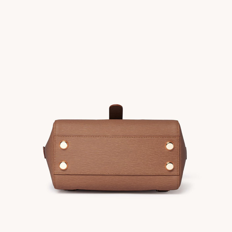 Midi Maestra Bag Vegan Terra Savanna with Gold Hardware Base View with "Feet"