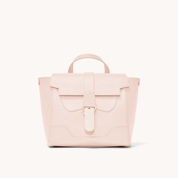 Midi Maestra Bag Pebbled Blush with Silver Hardware Front View