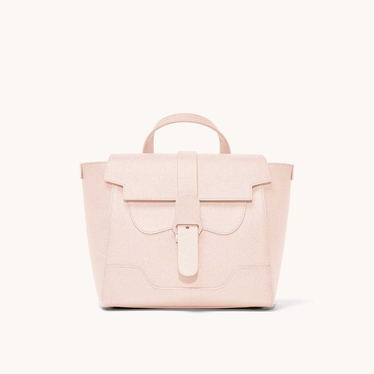 Midi Maestra Bag Pebbled Blush with Silver Hardware Front View