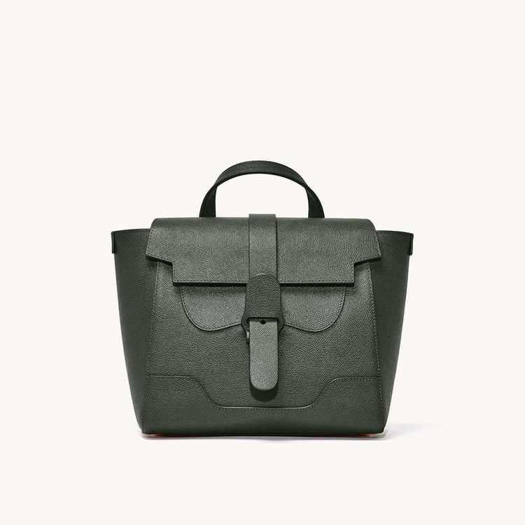 Midi Maestra Bag Pebbled Forest with Gold Hardware Front View