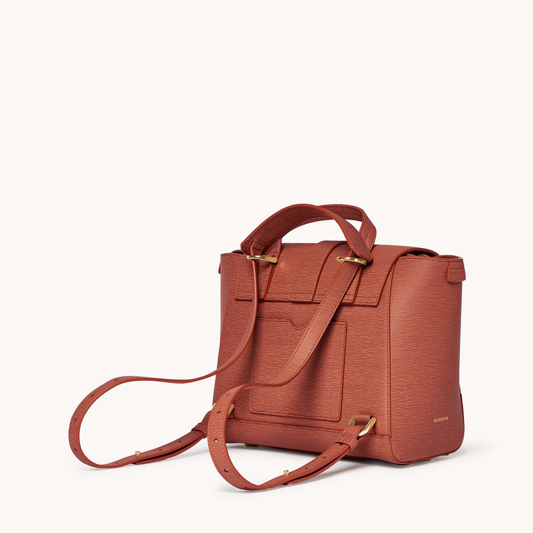 Midi Maestra Bag Vegan Terra Canyon with Gold Hardware Quarter Angle View