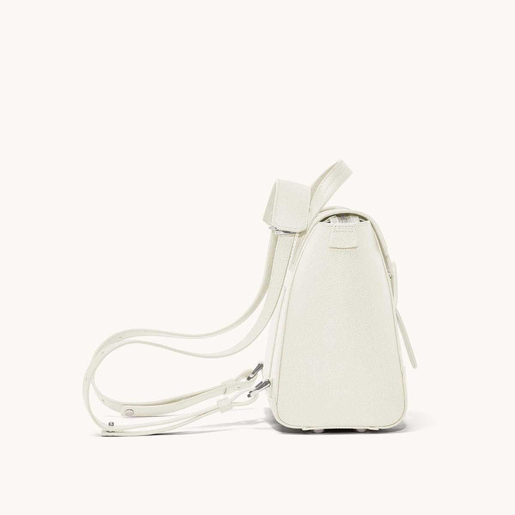 Midi Maestra Bag Pebbled Cream with Silver Hardware Side View