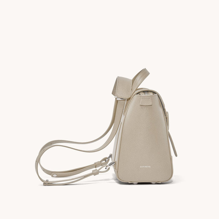 Midi Maestra Bag Pebbled Sand with Silver Hardware Side View