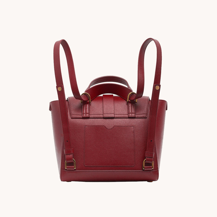 Midi Maestra Bag Pebbled Merlot with Gold Hardware Back View