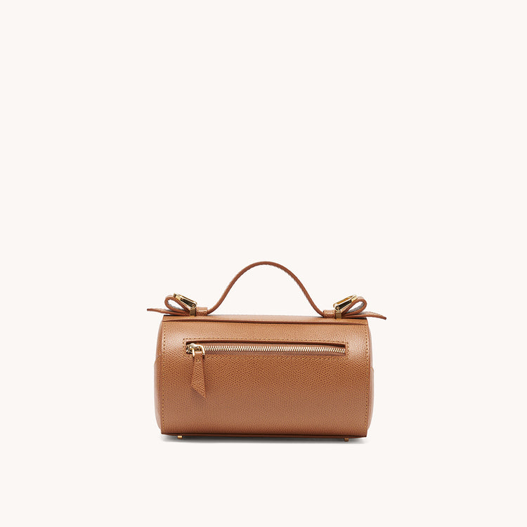 Mini Barrel Bag Pebbled Chestnut with Gold Hardware Back