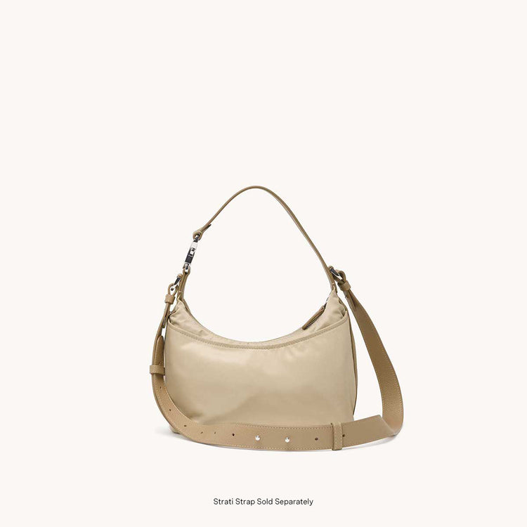 Strati Sporta Nylon Beech with Silver Hardware with Strati Strap Attached
