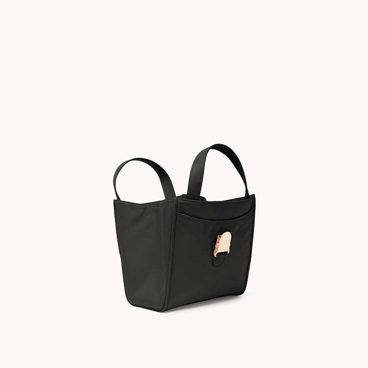 Strati Shopper Nylon Rosé with Gold Hardware Open & Front at an Angle
