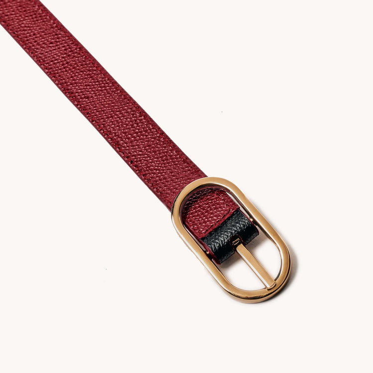 Reversible Shoulder Strap Colorblock Merlot/Noir with Gold Hardware Detail Shot
