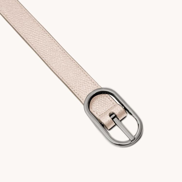 Reversible Shoulder Strap Colorblock Blush/Sand with Silver Hardware Detail Shot
