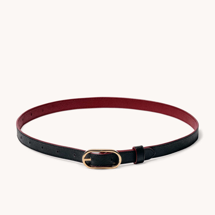Reversible Shoulder Strap Colorblock Noir/Merlot with Gold Hardware in a Loop