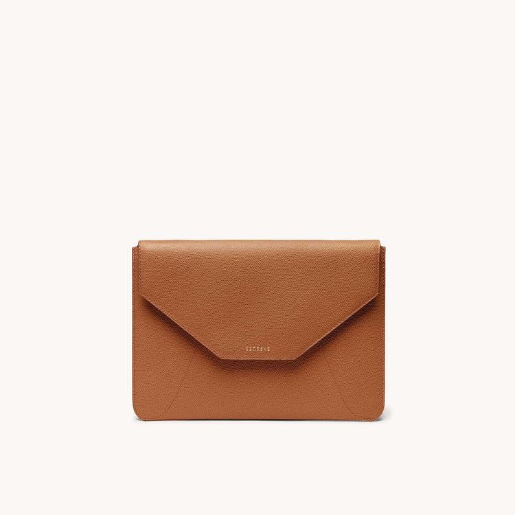 Mini envelope sleeve in chestnut front view.