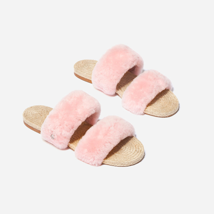 Pair of Shearling Sandal Orchid Small Front at an Angle
