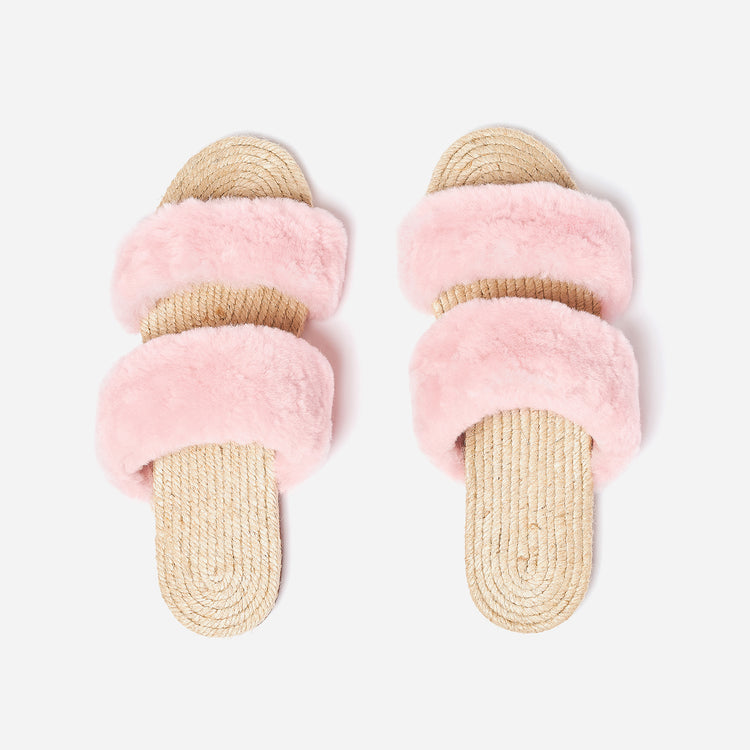 Pair of Shearling Sandal Orchid Small Overhead Straight 
