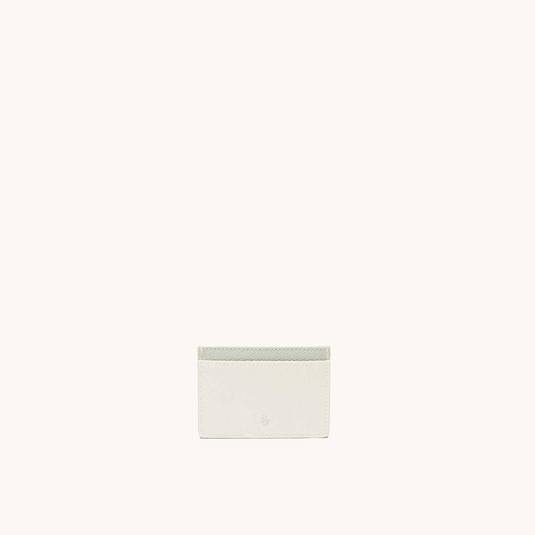 Slim Card Case Pebbled Cream/Mint with Silver Hardware Back
