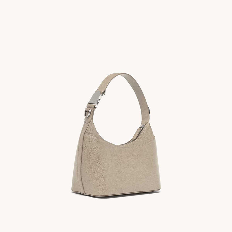 Strati Sporta Pebbled Sand with Silver Hardware Front at an Angle