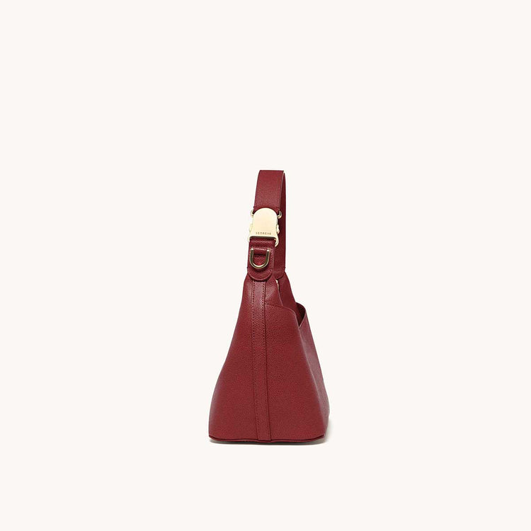 Strati Sporta Pebbled Merlot with Gold Hardware Side
