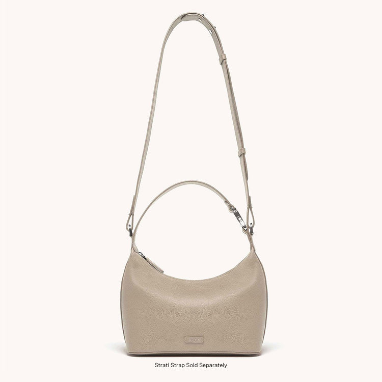 Strati Sporta Pebbled Sand with Silver Hardware Strati Strap Attached