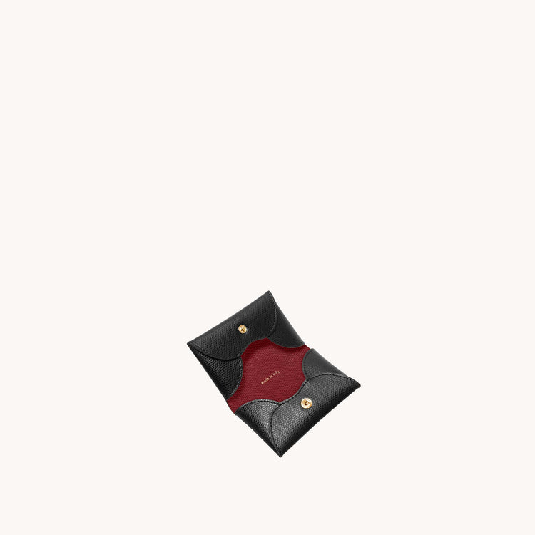 Wave Card Case Pebbled Noir Interior