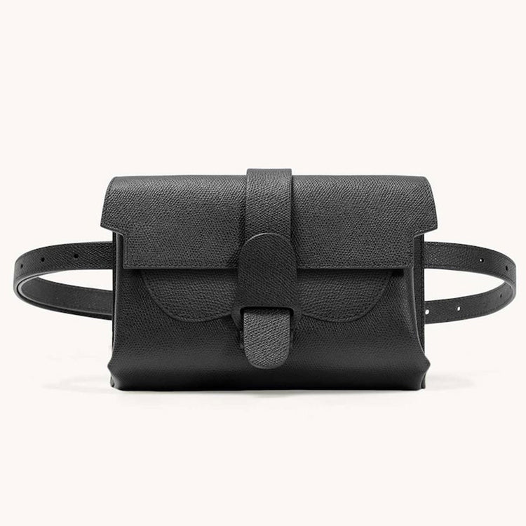 aria belt bag pebbled noir front view